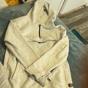 Gray Hooded Sweatshirt with Half-Zip